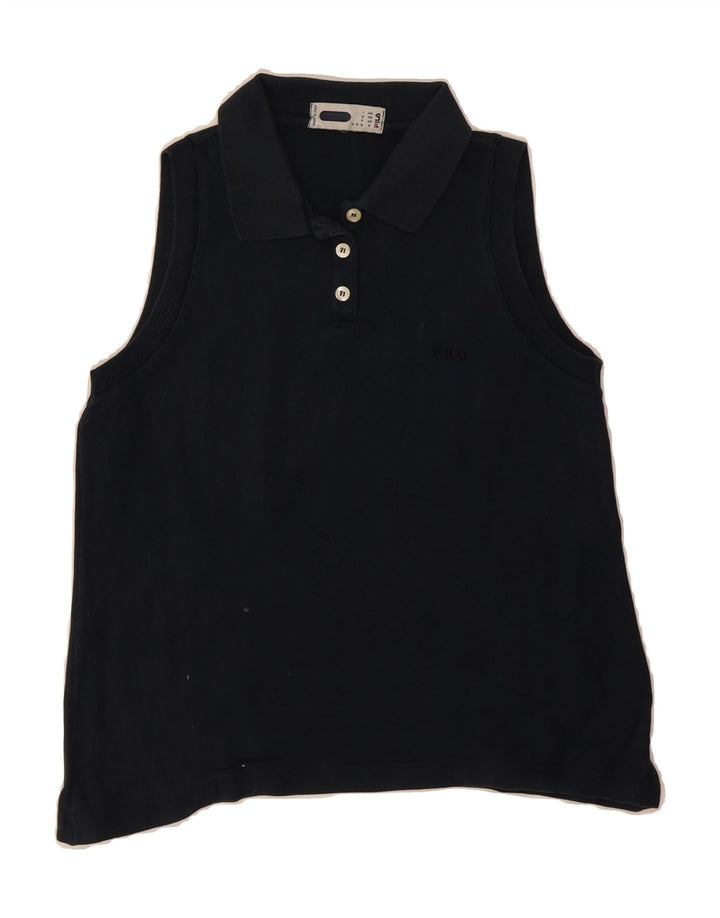 FILA Womens Sleeveless Polo Shirt IT 44 Medium Navy Blue Cotton Vintage Fila and Second-Hand Fila from Messina Hembry 
