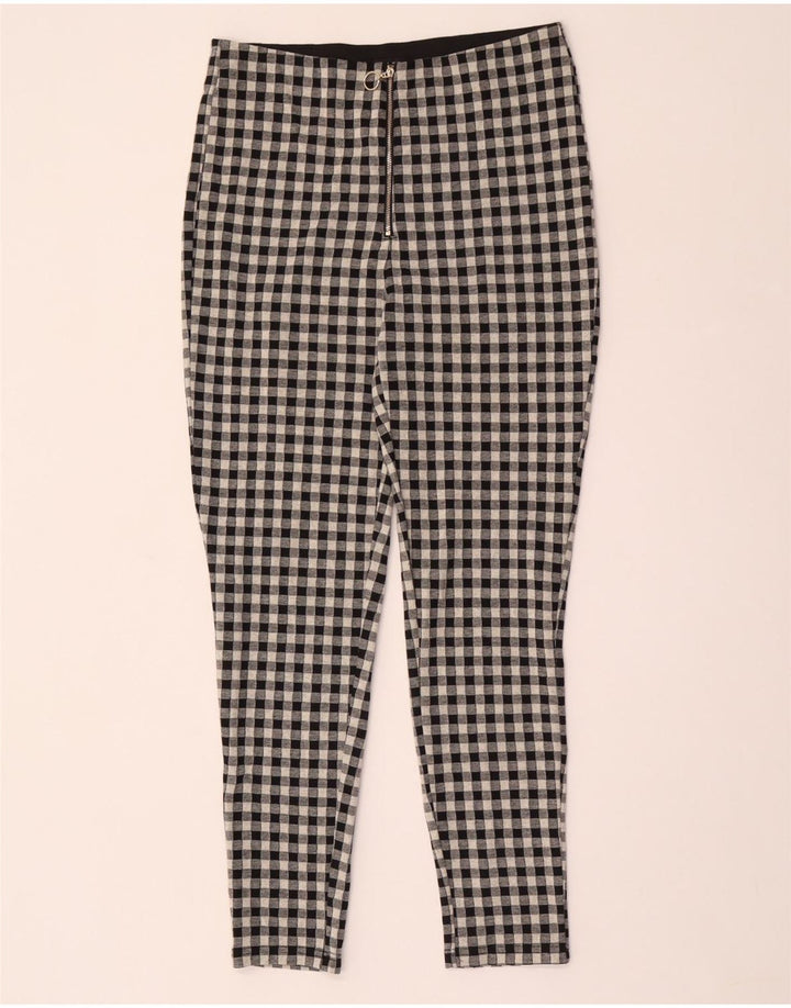 Zara Damen-Leggings, groß, W30, L29, graues Gingham-Polyester