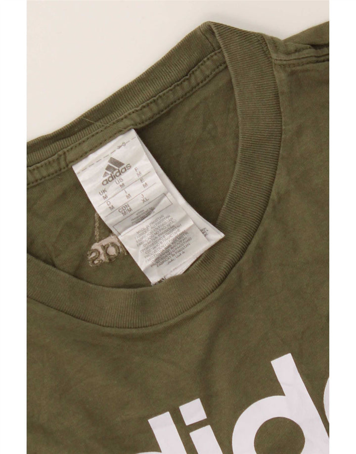 Adidas Herren Grafik-T-Shirt-Oberteil aus mittlerer Khaki-Baumwolle