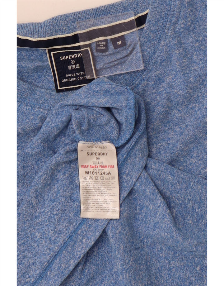 SUPERDRY Herren T-Shirt-Oberteil aus mittelblau gesprenkelter Baumwolle