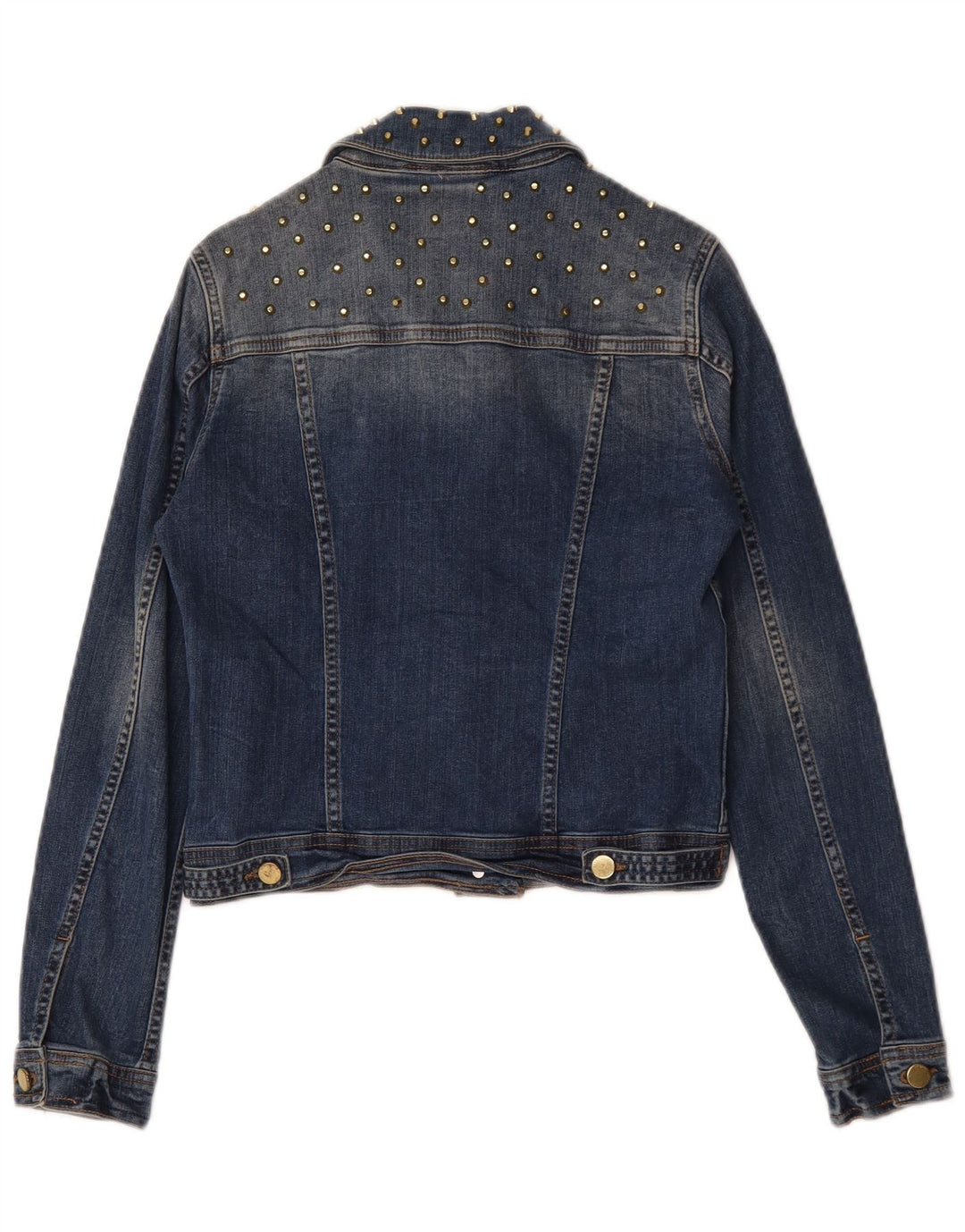 Zara Damen Crop Denim Jacke UK 10 Small Blaue Baumwolle