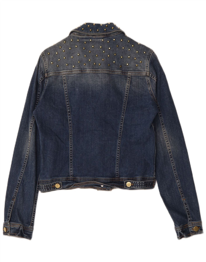 Zara Damen Crop Denim Jacke UK 10 Small Blaue Baumwolle