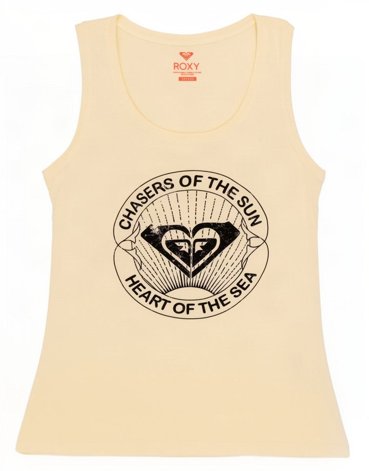 Roxy Womens Graphic Vest Top UK 10 Small Off White