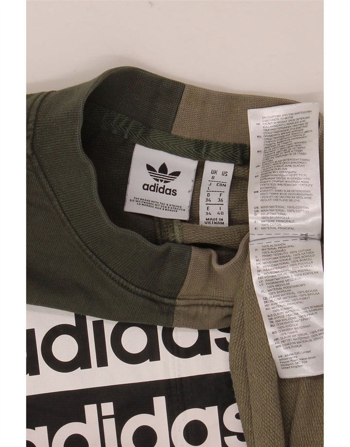ADIDAS Damen-Sweatshirt in Übergröße, Gr. 8, Khaki, Farbblock