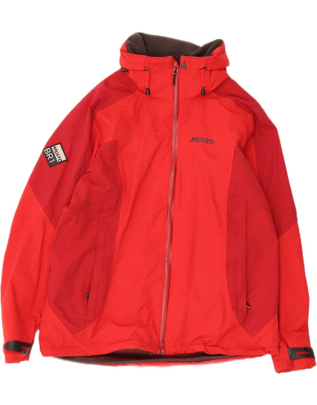 Musto Damen-Regenjacke mit grafischer Kapuze, UK 14, Größe L, Rot, Farbblock