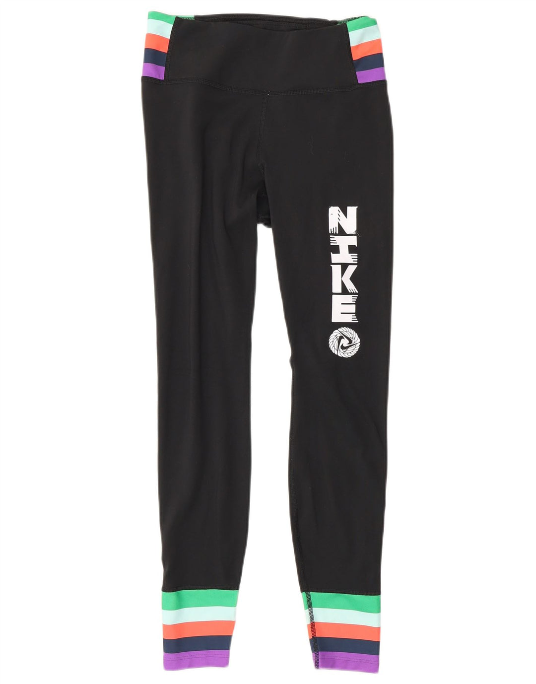 Nike Damen-Leggings mit Grafik, UK 6, XS, schwarzes Colourblock-Polyester