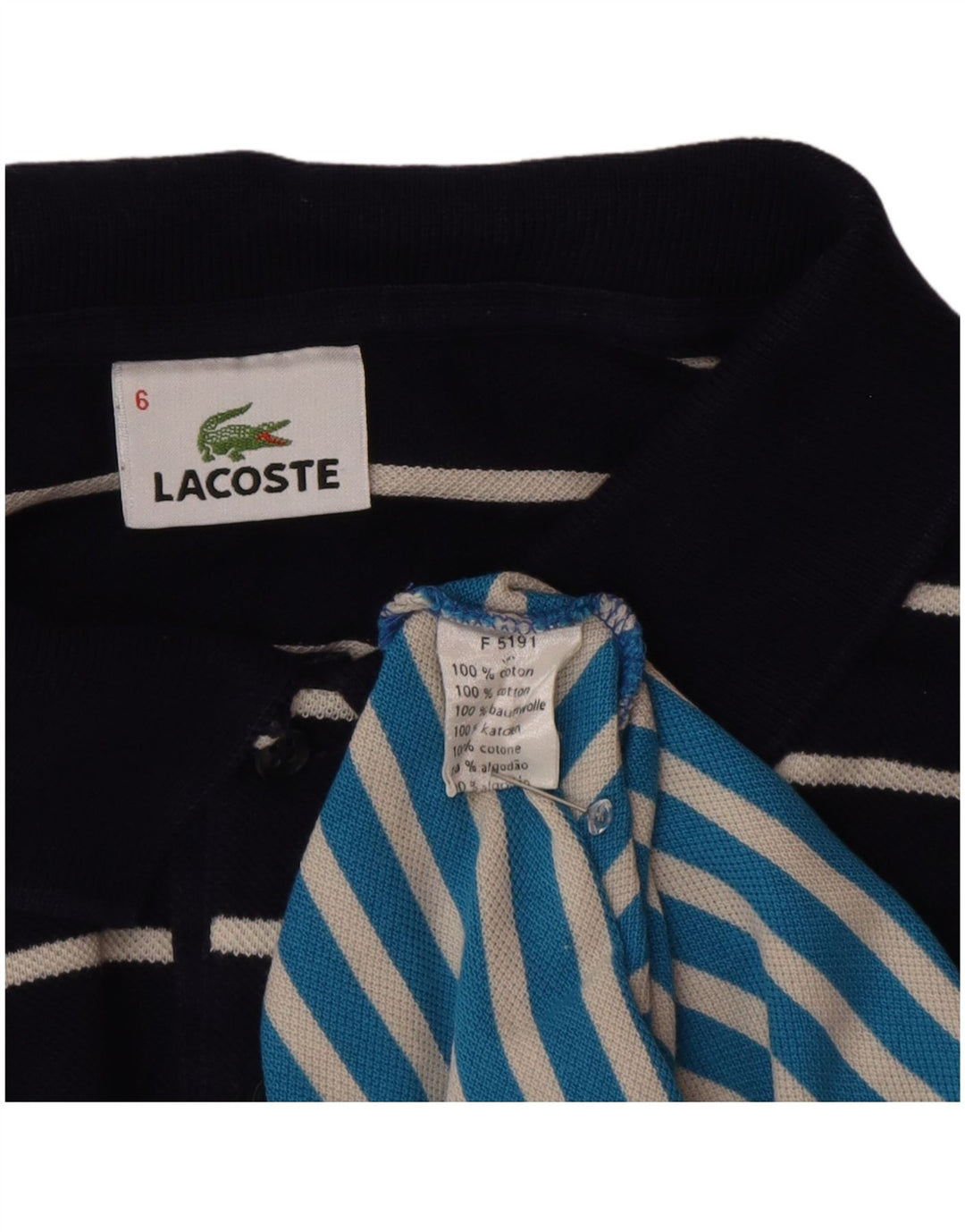 Lacoste Herren-Poloshirt, Größe 6 XL, blau gestreift, Baumwolle