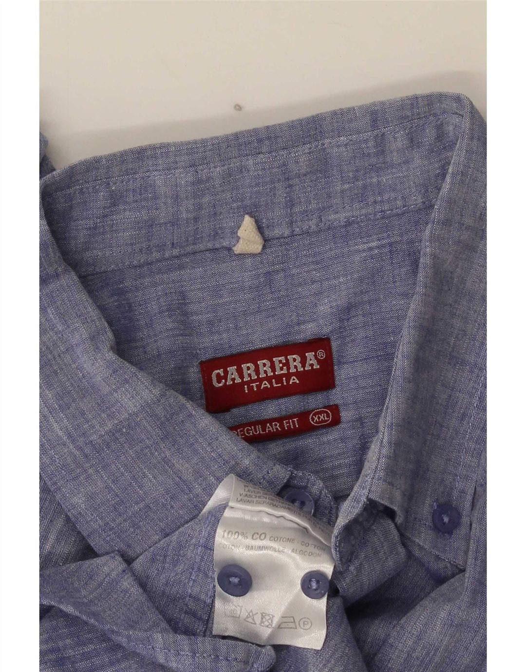 Carrera Herren Kurzarm-Hemd mit normaler Passform, 2XL, blaue Baumwolle