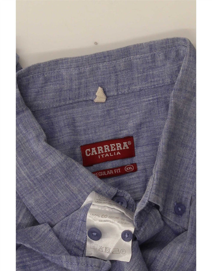 Carrera Herren Kurzarm-Hemd mit normaler Passform, 2XL, blaue Baumwolle