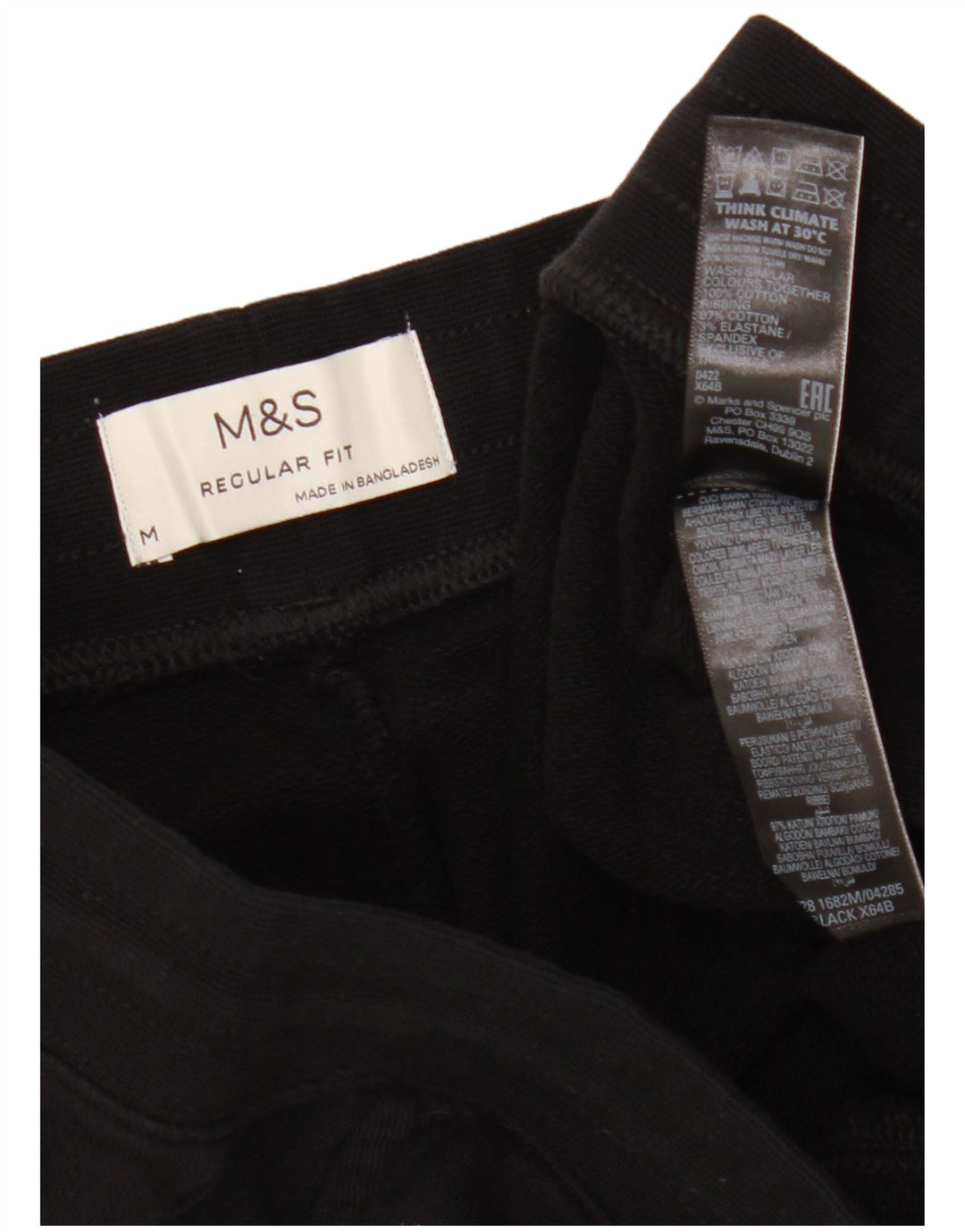 MARKS & SPENCER Herren-Sportshorts mit normaler Passform, mittelschwarze Baumwolle