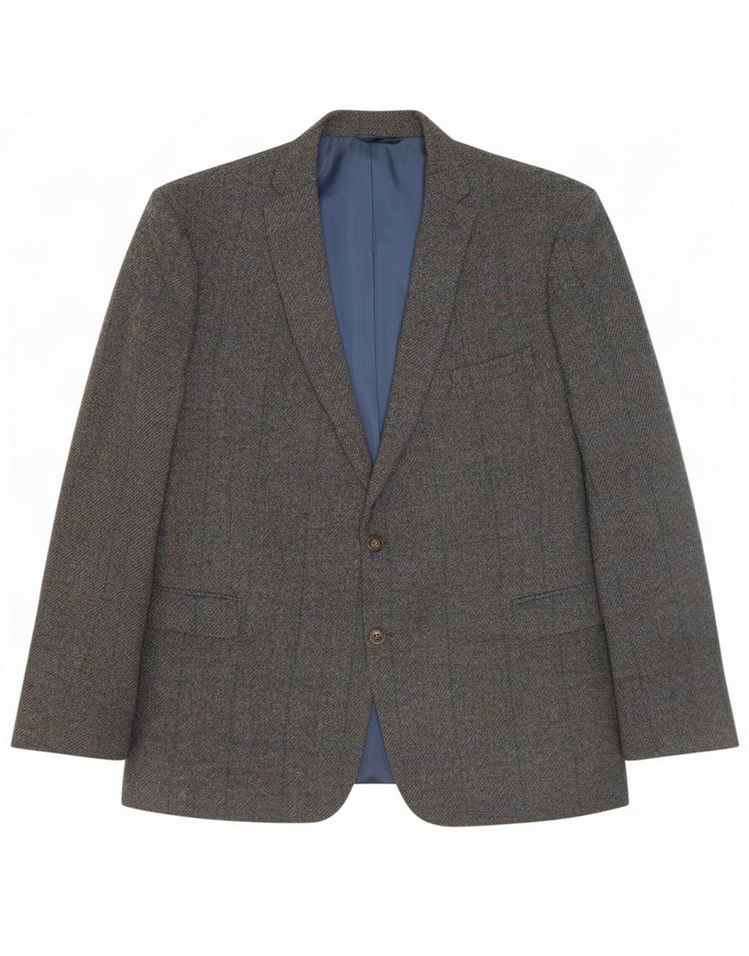 Harris Tweed Herren 2-Knopf-Blazerjacke IT 52 XL grau karierte Wolle