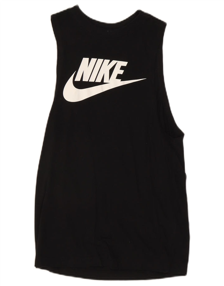 Nike Damen Graphic Vest Top UK 6 XS Schwarz Baumwolle