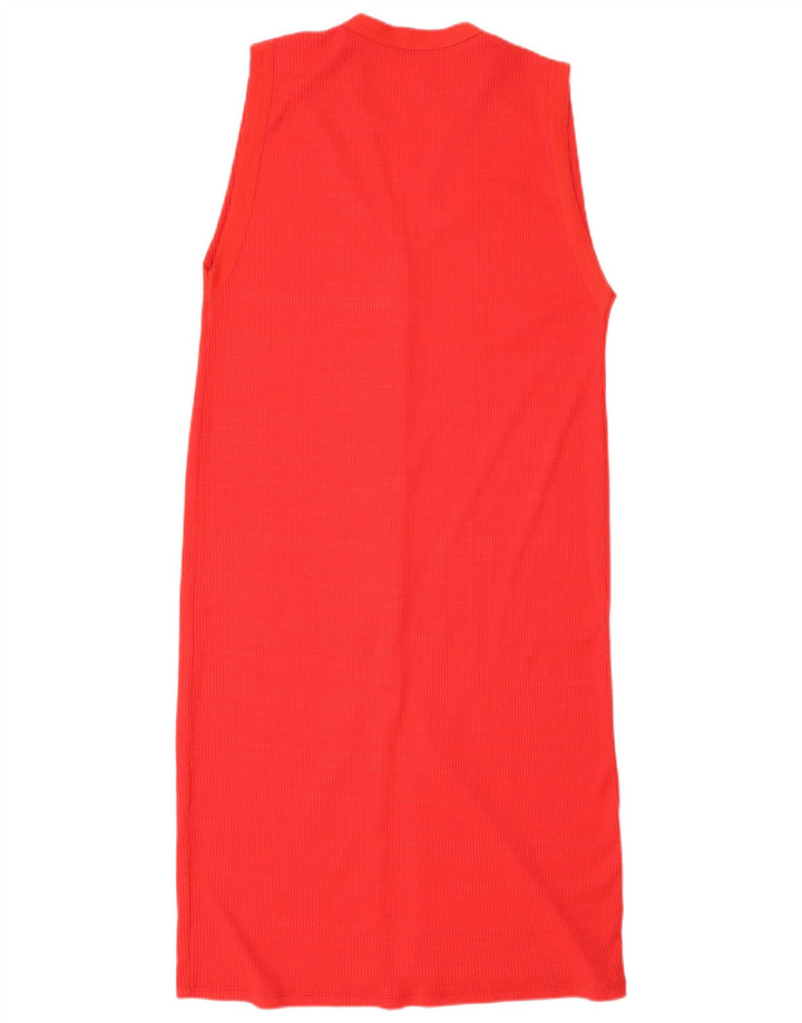 Zara Damen Ärmelloses Maxikleid UK 14 Mittelrot