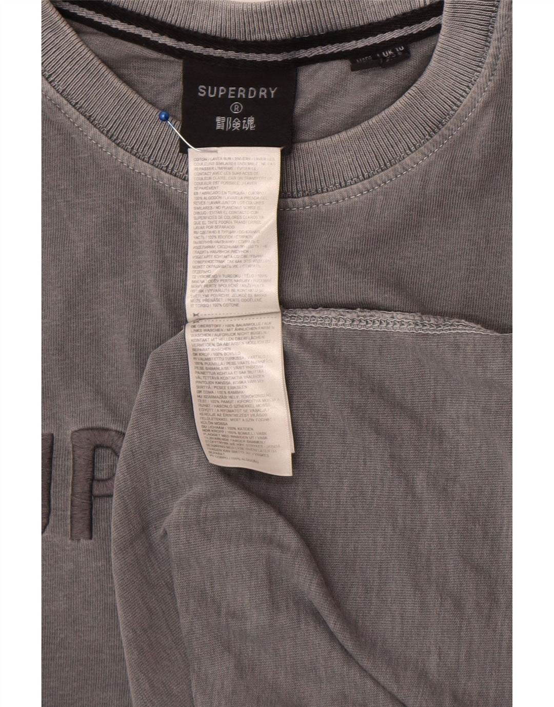 Superdry Damen-T-Shirt in Übergröße mit Grafik, UK 10, Größe S, Grau, Baumwolle