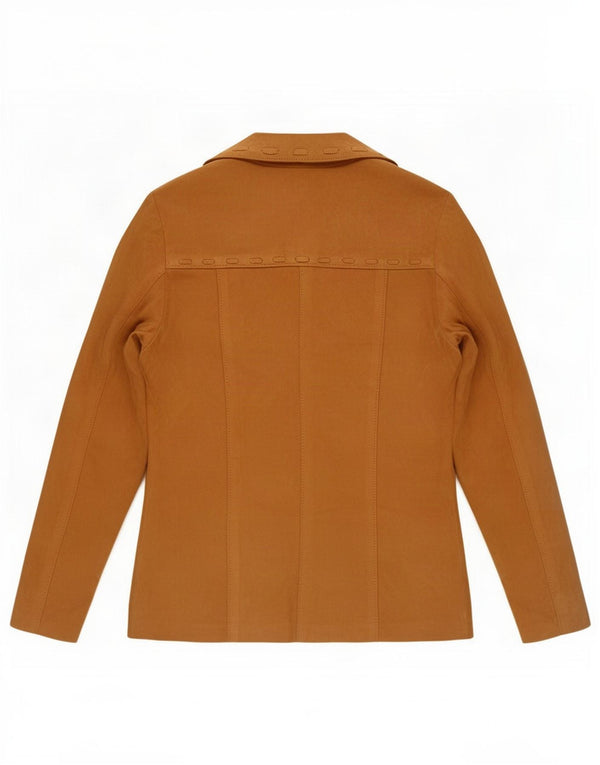 Vintage Damen 4-Knopf-Wildleder-Blazerjacke IT 44 Mittelbeiges Leder