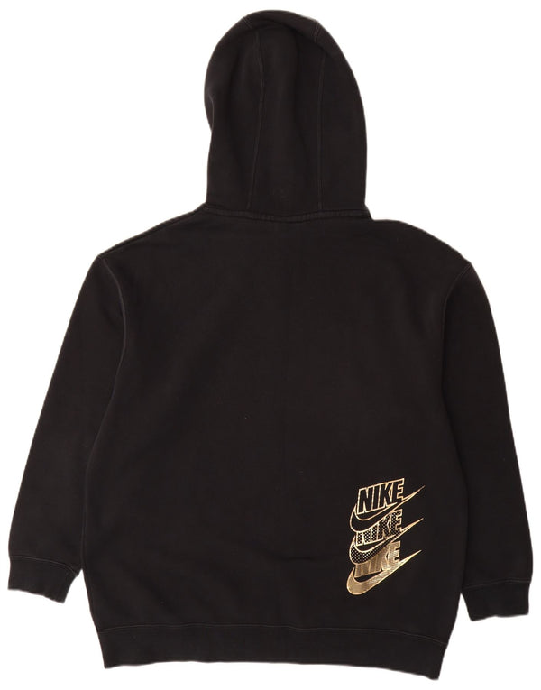 Nike Womens Graphic Oversized Hoodie Pullover UK 10 Small Schwarze Baumwolle
