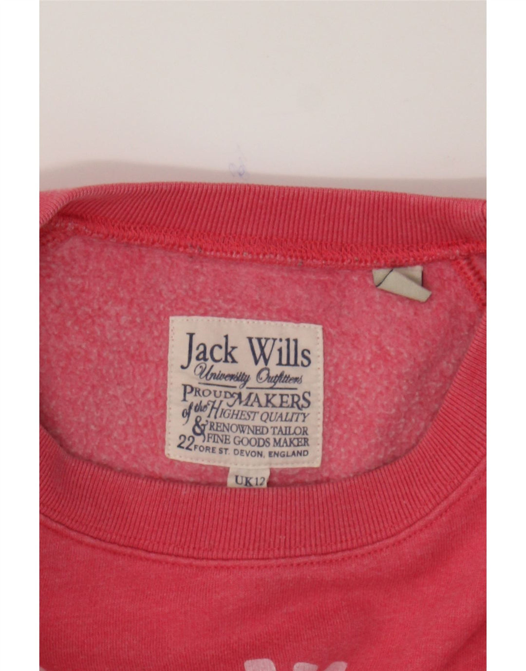 JACK WILLS Womens Salcombe Devon Sweatshirt Jumper UK 12 Medium Pink Vintage Jack Wills and Second-Hand Jack Wills from Messina Hembry 