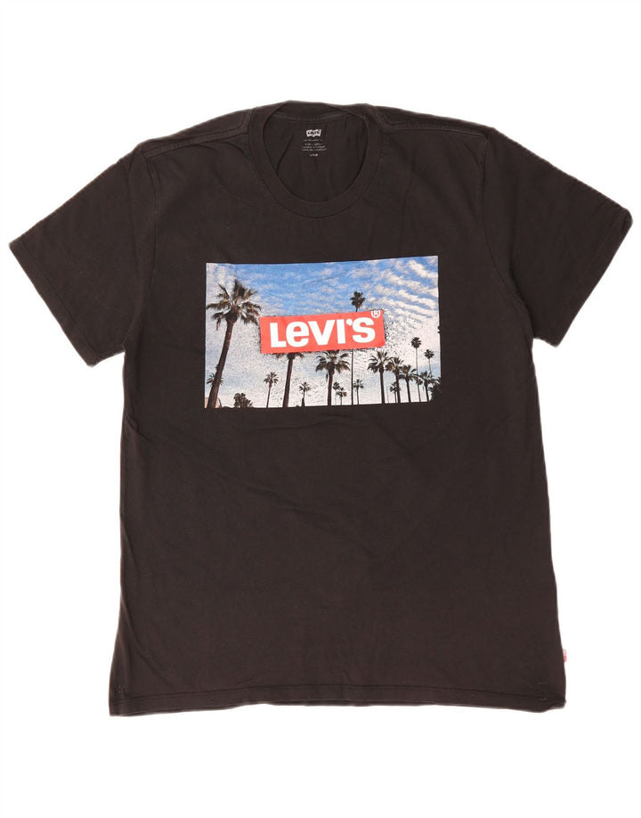 Levi's Herren-T-Shirt mit Grafik, Größe L, aus schwarzer Baumwolle