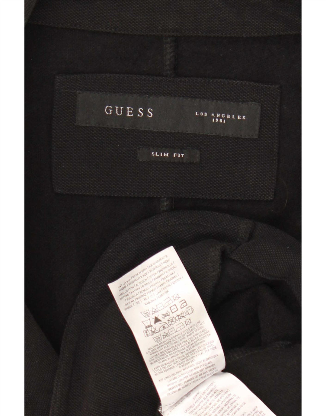 Guess Herren-Blazer mit 2 Knöpfen, schmale Passform, UK 32, 2XS, schwarze Baumwolle
