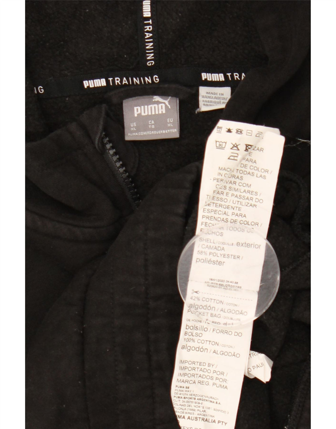 PUMA Damen Übergroßer Crop Zip Hoodie Pullover UK 18 XL Schwarz Polyester