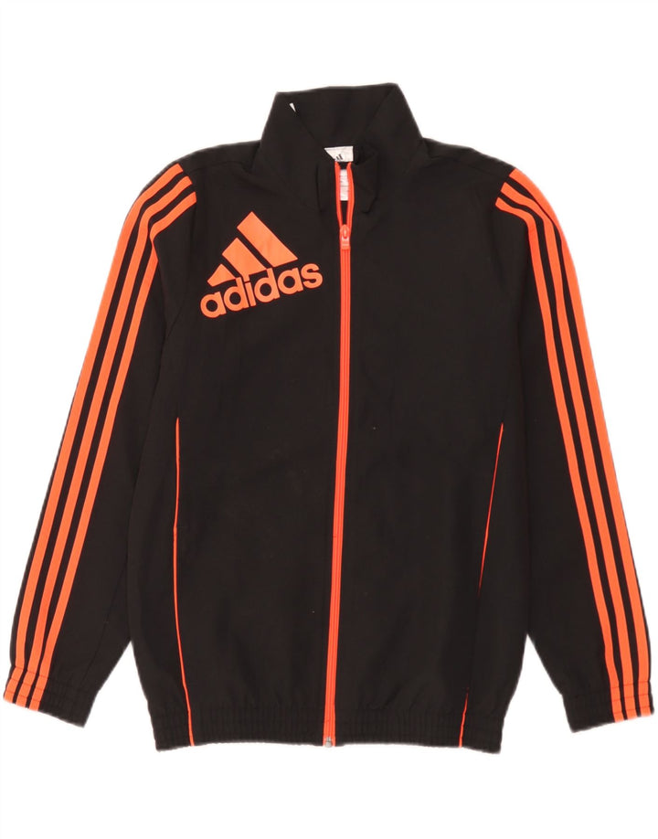 Adidas Jungen Grafik-Trainingsanzug-Top-Jacke, 11–12 Jahre, schwarzes Polyester