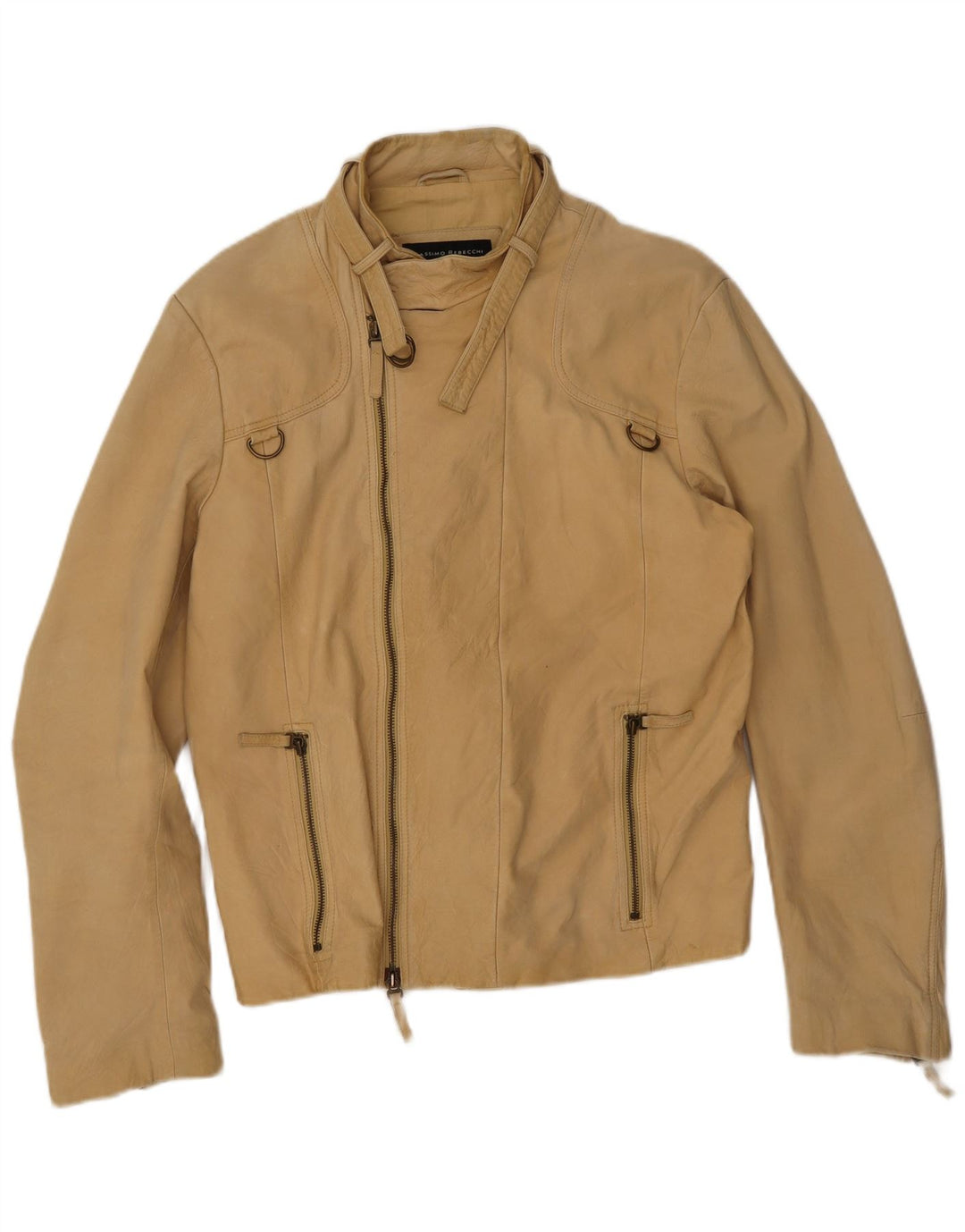 Massimo Rebecchi Herren Leder Bikerjacke IT 54 2XL Beige Leder