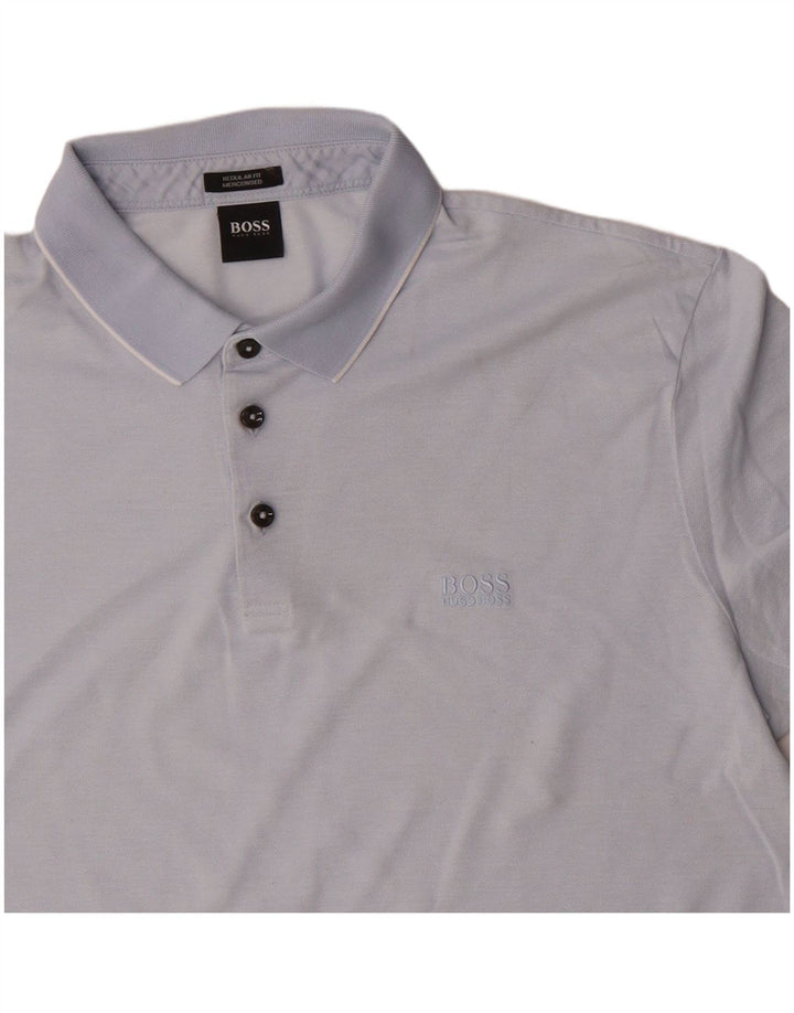Hugo Boss Herren-Poloshirt mit normaler Passform, große blaue Baumwolle