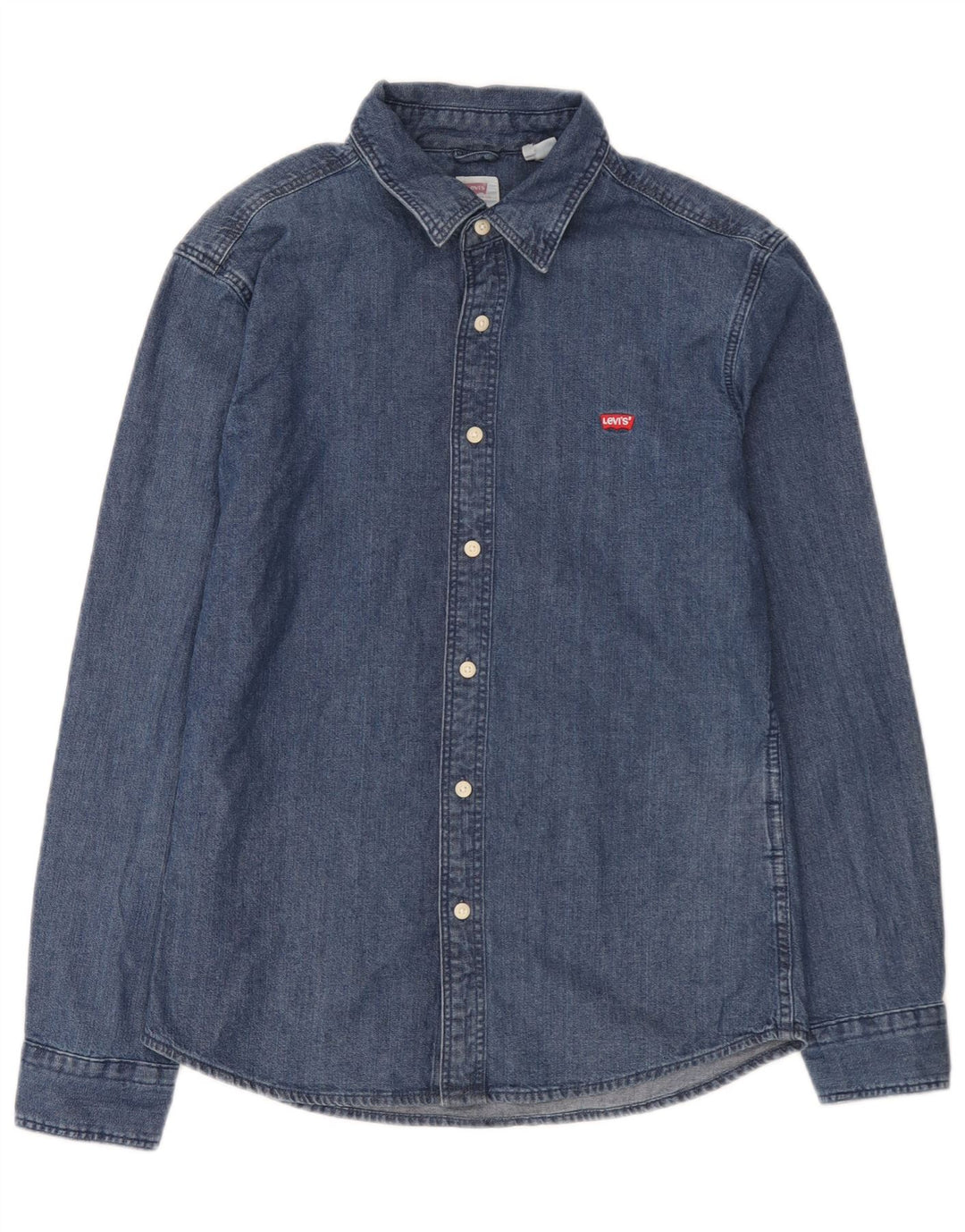 Levi's Herren Slim-Fit-Jeanshemd aus mittelblauer Baumwolle