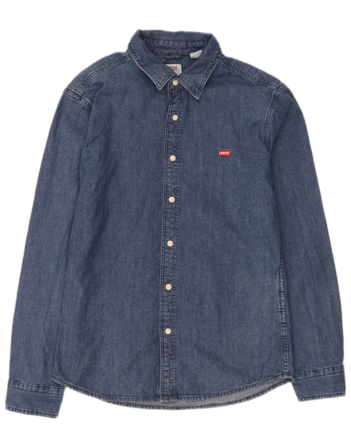 Levi's Herren Slim-Fit-Jeanshemd aus mittelblauer Baumwolle