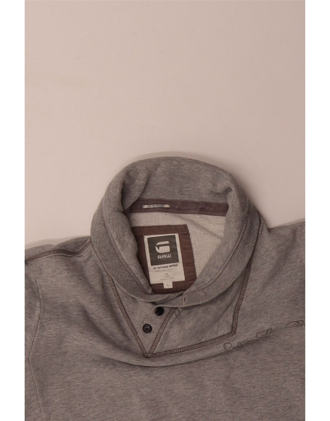 G-STAR Herren-Sweatshirt mit Knopfkragen, groß, aus grauer Baumwolle