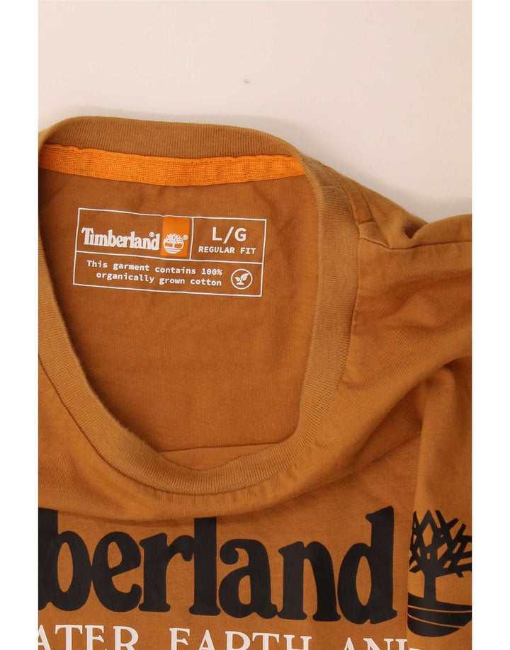 Timberland Herren Regular Fit Graphic Top Langarm Große braune Baumwolle
