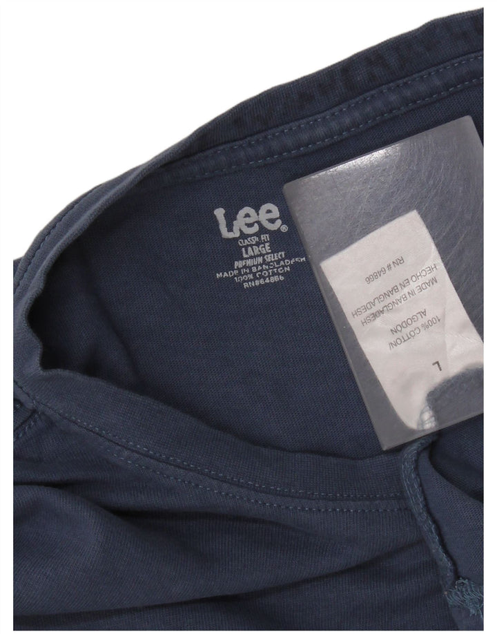 Lee Womens Classic Fit Top Langarm UK 16 Large Marineblau Baumwolle