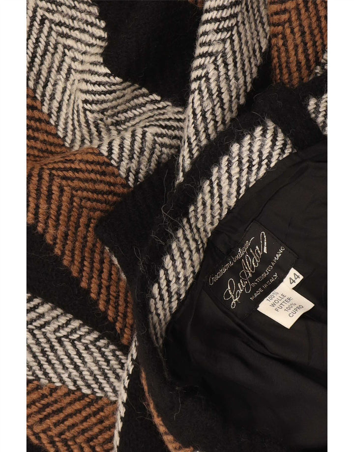 Vintage Damen A-Linienrock IT 44 Medium W32 Braun gestreifte Wolle