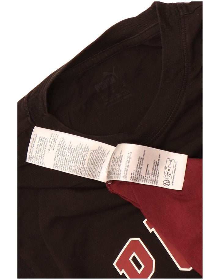 Puma Herren Grafik-T-Shirt-Oberteil aus mittelschwarzer Colourblock-Baumwolle