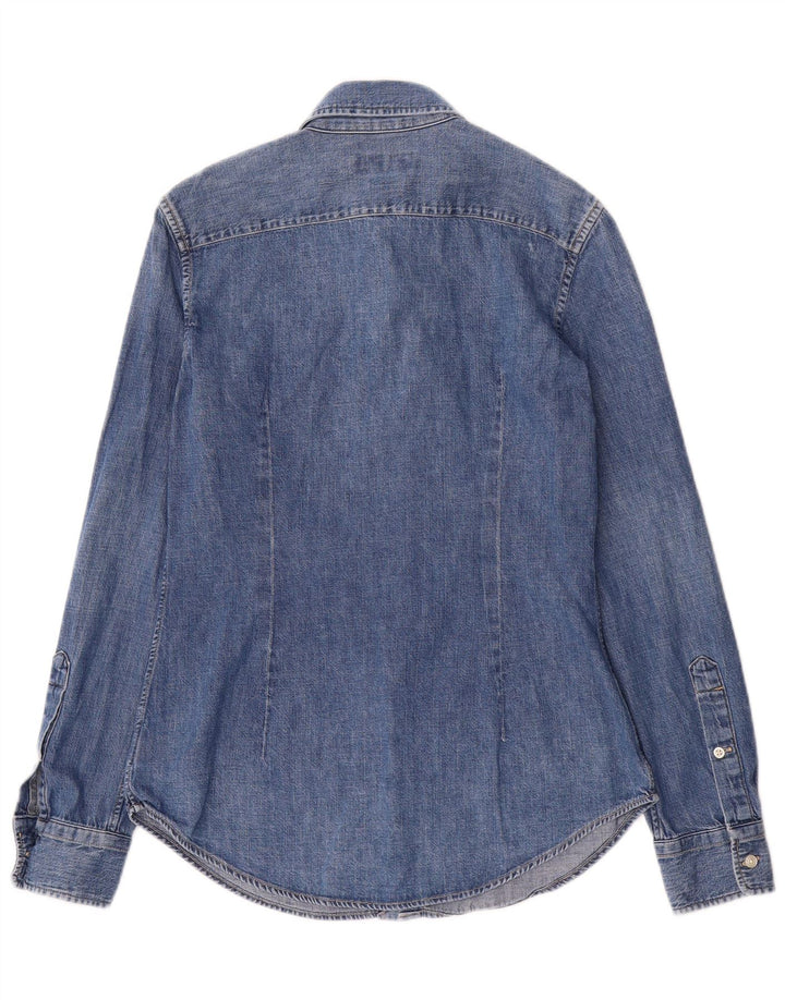 Ralph Lauren Herren-Jeanshemd mit individueller Passform, Größe S, Blau, Baumwolle
