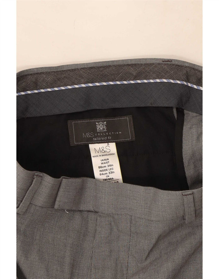 Marks & Spencer Herren-Freizeithose mit maßgeschneiderter Passform, W34, L33, graues Polyester