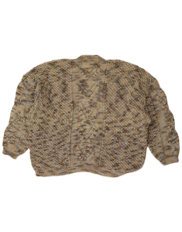 Vintage Damen Pullover mit Rundhalsausschnitt, Gr. 16, groß, grün gefleckt
