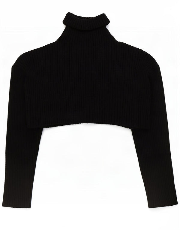 Zara Damen-Pullover, übergroß, bauchfrei, Rollkragenpullover, Gr. 10, Größe S, Schwarz
