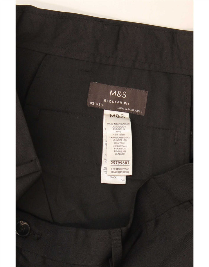 Marks & Spencer Herren-Anzughose mit gerader Passform und normaler Passform, W42, L31, Schwarz