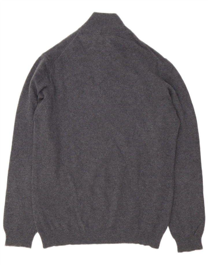 Timberland Herren-Pullover mit Reißverschluss am Hals, große graue Merinowolle