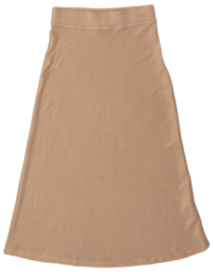 Zara Damen-Rock in A-Linie mit hoher Taille, mittelgroß, W28, beige, Polyester