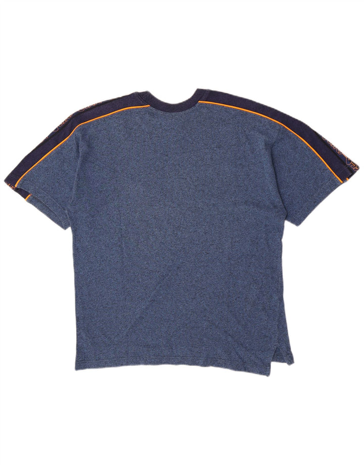 Asics Herren Grafik-T-Shirt-Oberteil aus mittelblauer, marineblauer Colourblock-Baumwolle