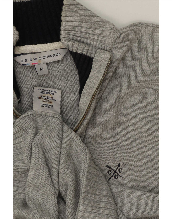 Crew Clothing Herren-Pullover mit Reißverschluss am Hals, mittelgraue Baumwolle