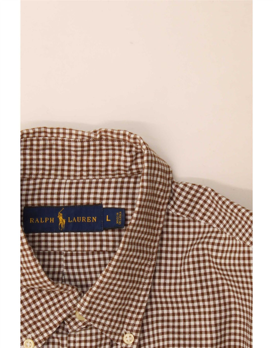 Ralph Lauren Herren-Flanellhemd, groß, braun, Gingham-Baumwolle