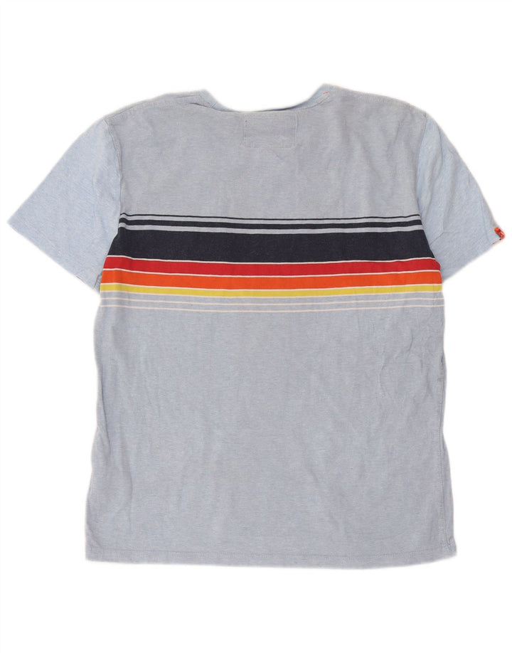 Superdry Herren T-Shirt-Oberteil aus mittelblauer, gestreifter Baumwolle