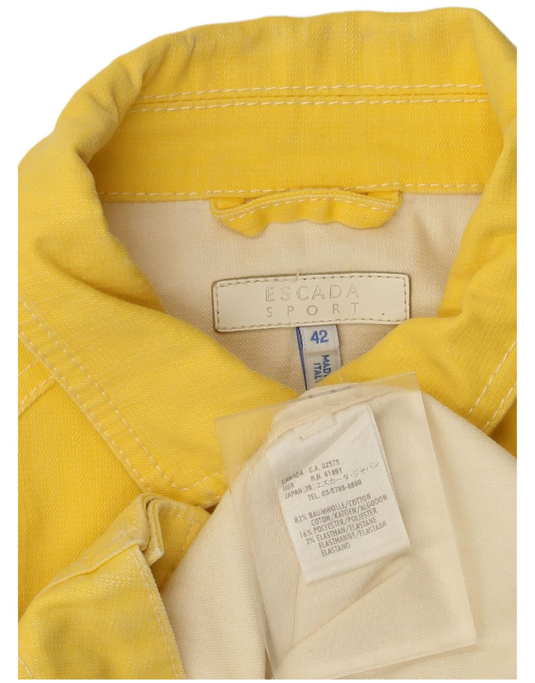 Escada Damen Bomberjacke IT 42 Mittelgelb Baumwolle Sport