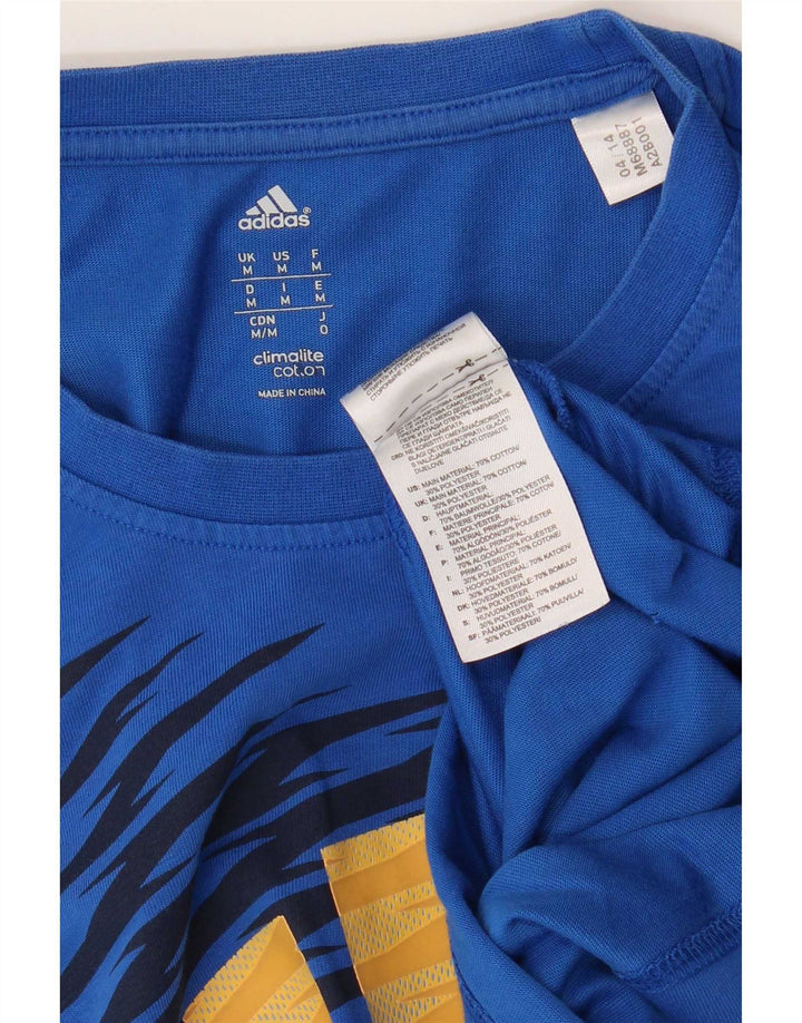 Adidas Herren Climalite Graphic T-Shirt Top mittelblaue Baumwolle