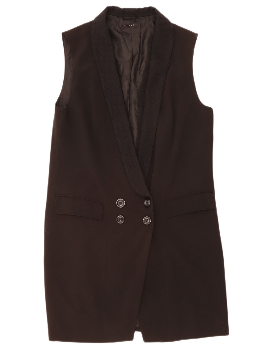 Sisley Damen Longline ärmellose Blazerjacke UK 12 Medium Schwarz