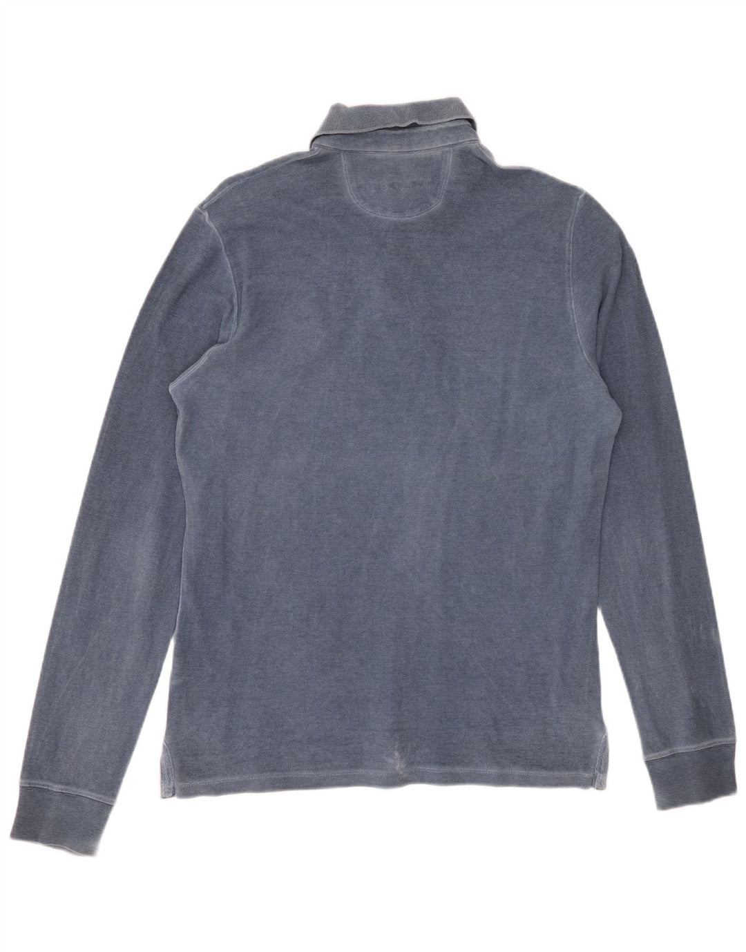 SUNDEK Herren-Langarm-Poloshirt, klein, blaue Baumwolle