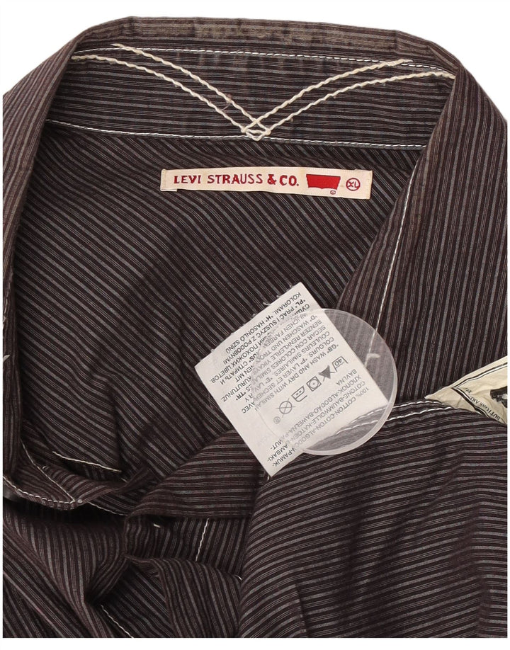 Levi's Herrenhemd XL, braune Nadelstreifen-Baumwolle